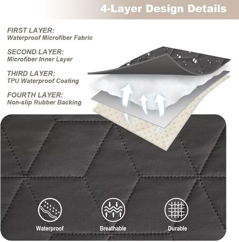 غطاء أريكة Victree غير قابل للانزلاق للأريكة، غطاء منزلق للأريكة مقاوم للماء، 3 وسائد لحماية أثاث الأريكة مع جيب وأشرطة مطاطية للحيوانات الأليفة والأطفال والقطط والكلاب، 68 بوصة/أريكة، بيج in Kuwait