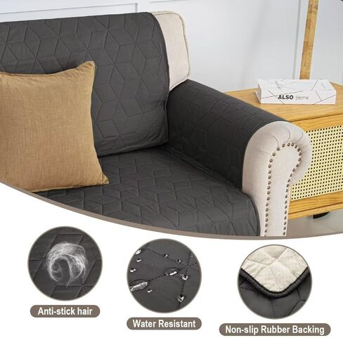 غطاء أريكة Victree غير قابل للانزلاق للأريكة، غطاء منزلق للأريكة مقاوم للماء، 3 وسائد لحماية أثاث الأريكة مع جيب وأشرطة مطاطية للحيوانات الأليفة والأطفال والقطط والكلاب، 68 بوصة/أريكة، بيج in Kuwait