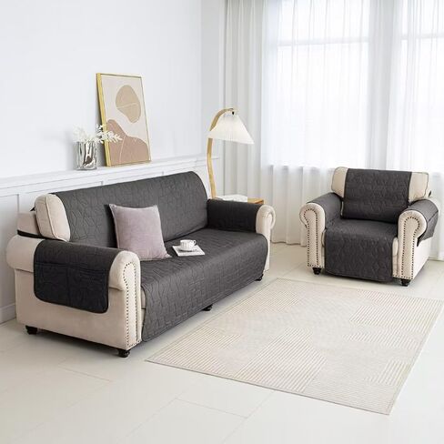 غطاء أريكة Victree غير قابل للانزلاق للأريكة، غطاء منزلق للأريكة مقاوم للماء، 3 وسائد لحماية أثاث الأريكة مع جيب وأشرطة مطاطية للحيوانات الأليفة والأطفال والقطط والكلاب، 68 بوصة/أريكة، بيج in Kuwait