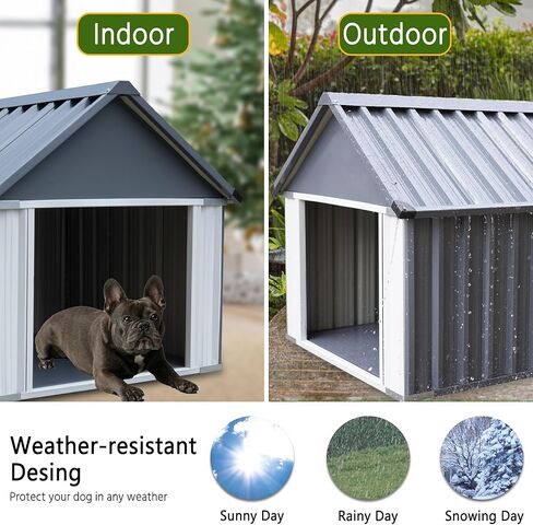 JOHUNT 33 × 33 × 34 بوصة بيت الكلب، بيت كلب كبير متين داخلي وخارجي، مأوى جرو مقاوم للطقس والماء، بيت كلب سهل التجميع للكلاب المتوسطة والكبيرة in Kuwait
