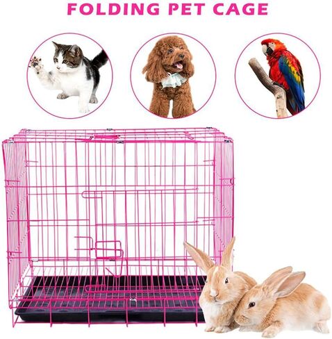 Hemobllo Folding Dog Crate, Metal Wire Dog Kennel with Toilet for Small and Medium Dog Cat Rabbit Indoor Ourdoor (Blue) in Saudi Arabia