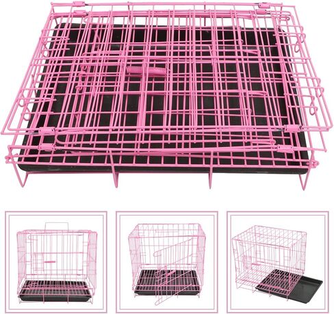 Hemobllo Folding Dog Crate, Metal Wire Dog Kennel with Toilet for Small and Medium Dog Cat Rabbit Indoor Ourdoor (Blue) in Saudi Arabia