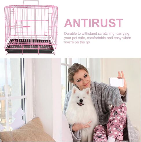 Hemobllo Folding Dog Crate, Metal Wire Dog Kennel with Toilet for Small and Medium Dog Cat Rabbit Indoor Ourdoor (Blue) in Saudi Arabia