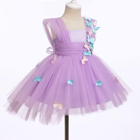 Baby Girl Butterfly Dress Toddler Sleeveless Butterfly Tulle Dresses Birthday Pageant Wedding Party High Low Dresses in Saudi Arabia