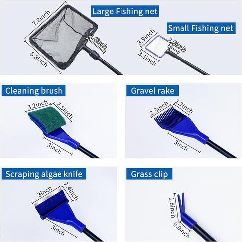 منظف ​​حوض السمك 6 في 1 من Wedoelsim، شباك صيد أداة نظيفة، مشط الحصى، فرشاة خزان الأسماك، مشبك العشب المائي، مكشطة الطحالب in Kuwait