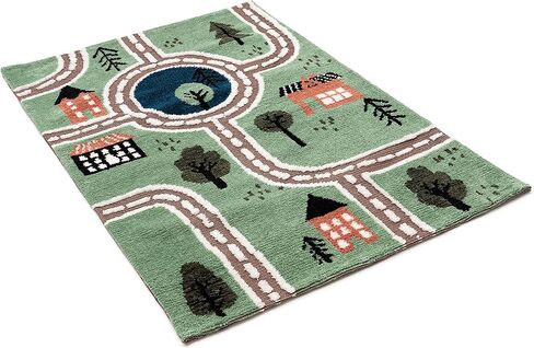 JumpOff Jo – سجادة لعب سيارات الأطفال ثلاثية الأبعاد ناعمة ومزخرفة مقاس 39 بوصة × 59 بوصة – سجادة تفاعلية لغرفة النوم والحضانة وغرفة اللعب – سجادة سيارة مثالية وسجادة لعب للأطفال للعب المفتوح in Kuwait