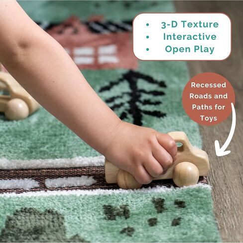 JumpOff Jo – سجادة لعب سيارات الأطفال ثلاثية الأبعاد ناعمة ومزخرفة مقاس 39 بوصة × 59 بوصة – سجادة تفاعلية لغرفة النوم والحضانة وغرفة اللعب – سجادة سيارة مثالية وسجادة لعب للأطفال للعب المفتوح in Kuwait