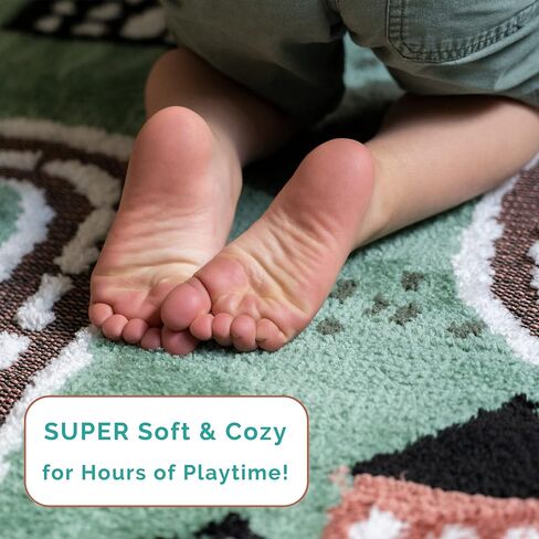 JumpOff Jo – سجادة لعب سيارات الأطفال ثلاثية الأبعاد ناعمة ومزخرفة مقاس 39 بوصة × 59 بوصة – سجادة تفاعلية لغرفة النوم والحضانة وغرفة اللعب – سجادة سيارة مثالية وسجادة لعب للأطفال للعب المفتوح in Kuwait