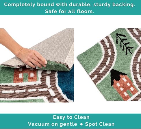 JumpOff Jo – سجادة لعب سيارات الأطفال ثلاثية الأبعاد ناعمة ومزخرفة مقاس 39 بوصة × 59 بوصة – سجادة تفاعلية لغرفة النوم والحضانة وغرفة اللعب – سجادة سيارة مثالية وسجادة لعب للأطفال للعب المفتوح in Kuwait