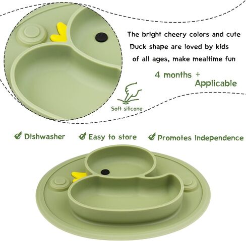 طبق أطفال Qshare، أطباق أطفال محمولة للأطفال الصغار والأطفال، ألواح شفط قوية خالية من مادة BPA للأطفال الصغار، مفرش أطباق من السيليكون آمن للاستخدام في غسالة الأطباق والميكروويف مقاس 9x6x1.4 بوصة in Kuwait