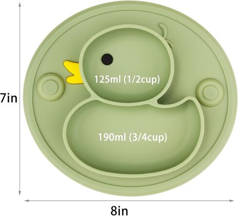 طبق أطفال Qshare، أطباق أطفال محمولة للأطفال الصغار والأطفال، ألواح شفط قوية خالية من مادة BPA للأطفال الصغار، مفرش أطباق من السيليكون آمن للاستخدام في غسالة الأطباق والميكروويف مقاس 9x6x1.4 بوصة in Kuwait