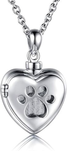 MANBU 925 Sterling Silver Cremation Jewelry for Pet Ash - Memorial Ash Pendant Urn Necklace for Dog Cat Women Remembrance Keepsake Gift for Loss of Loved Furry Friend in Saudi Arabia