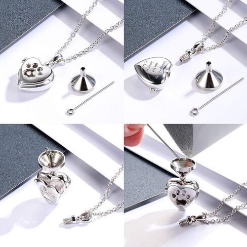 MANBU 925 Sterling Silver Cremation Jewelry for Pet Ash - Memorial Ash Pendant Urn Necklace for Dog Cat Women Remembrance Keepsake Gift for Loss of Loved Furry Friend in Saudi Arabia