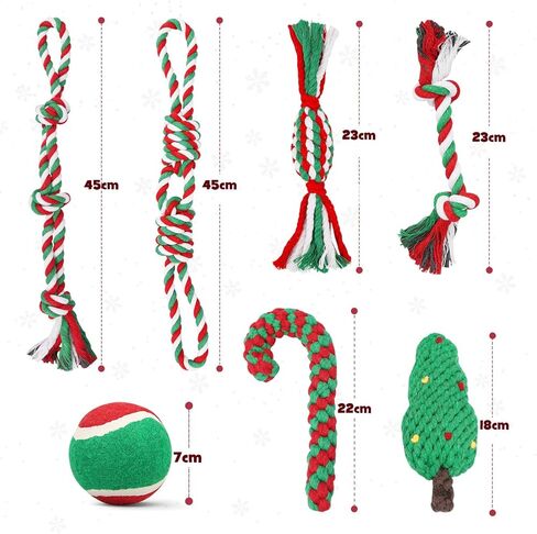 Sanlebi Christmas Dog Rope Toys - Tough Pets Puppy Chew Interactive Toys Washable Colored Cotton Rope for Large Medium Dogs Teeth Cleaning in Kuwait