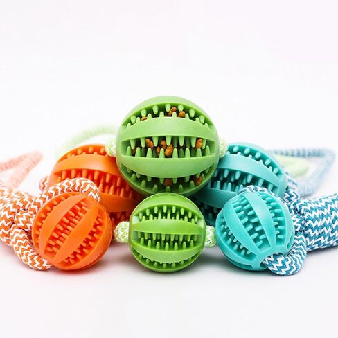 لعبة حبل للكلاب من AKUVU، لعبة كرة مطاطية متينة لتنظيف الأسنان بحبل قطني، لعبة عض الكلاب المولي (برتقالي-أزرق وأخضر) in Kuwait