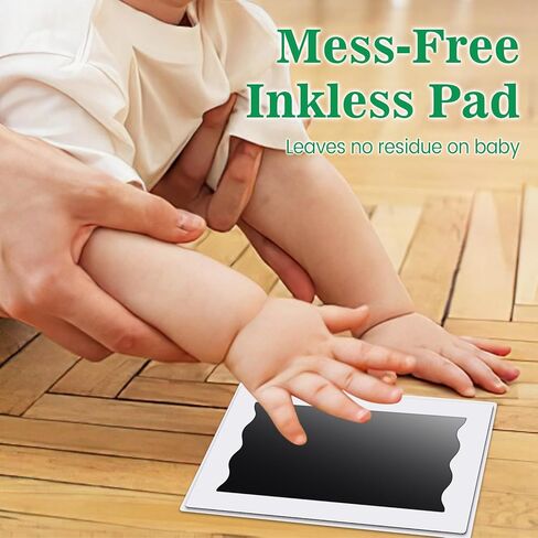 مجموعة يد وبصمة قدم الطفل - وسادة حبر بدون حبر لمجموعة بصمة قدم الطفل، وسادتان حبر كبيرتان الحجم بدون حبر مع 4 بطاقات بصمة، وإطارين للصور، ولوحة حبر نظيفة تعمل باللمس بدون فوضى، مجموعة بصمة يد الطفل in Kuwait