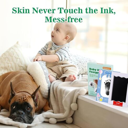 مجموعة يد وبصمة قدم الطفل - وسادة حبر بدون حبر لمجموعة بصمة قدم الطفل، وسادتان حبر كبيرتان الحجم بدون حبر مع 4 بطاقات بصمة، وإطارين للصور، ولوحة حبر نظيفة تعمل باللمس بدون فوضى، مجموعة بصمة يد الطفل in Kuwait