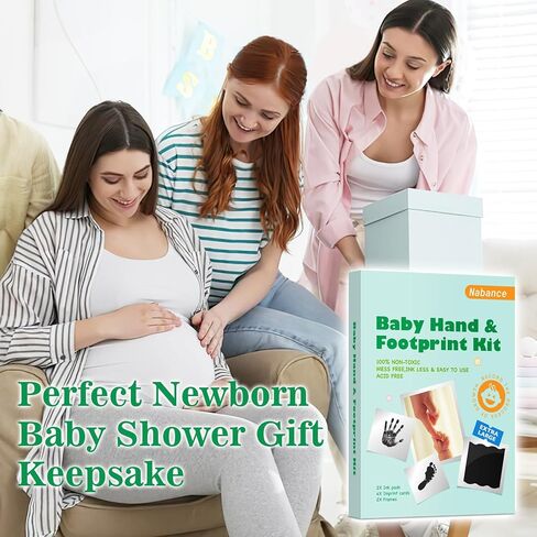 مجموعة يد وبصمة قدم الطفل - وسادة حبر بدون حبر لمجموعة بصمة قدم الطفل، وسادتان حبر كبيرتان الحجم بدون حبر مع 4 بطاقات بصمة، وإطارين للصور، ولوحة حبر نظيفة تعمل باللمس بدون فوضى، مجموعة بصمة يد الطفل in Kuwait