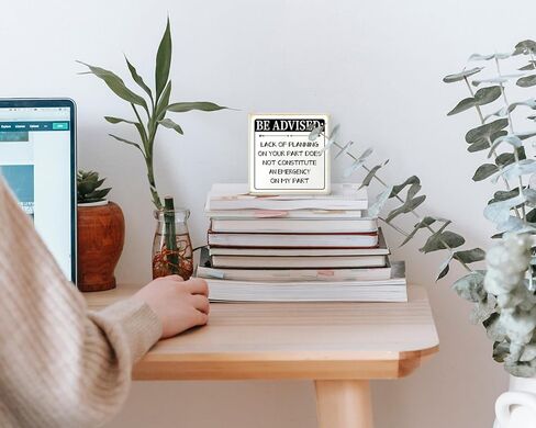 Pigort If I Manage to Survive Wood Box Sign with Saying Desk Decor 4 x 4 Inch Funny Office Box Sign Wood Plaque Block Sign Rustic Home Office Decor Coworker Gift (HOT PINK) in Kuwait