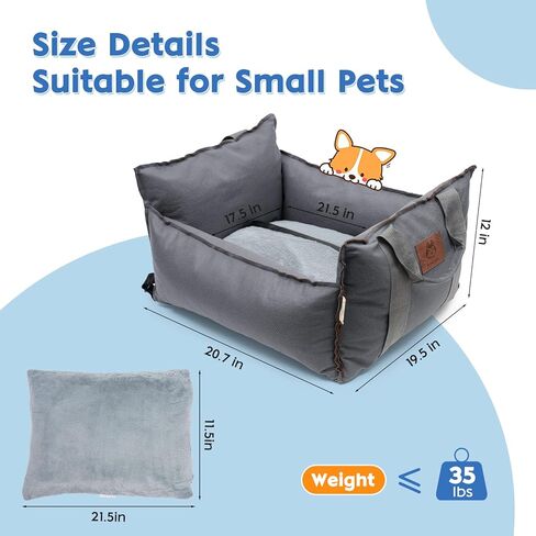 Dog Car Seat for Small Dogs Detachable and Washable Dog Booster Seats with Non-Slip Bottom Portable Dog Car Travel Carrier Bed in Kuwait