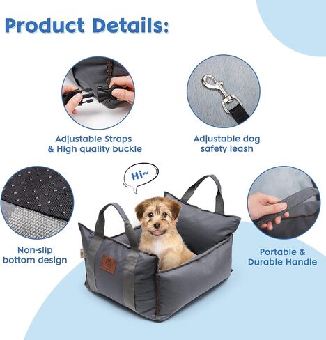 Dog Car Seat for Small Dogs Detachable and Washable Dog Booster Seats with Non-Slip Bottom Portable Dog Car Travel Carrier Bed in Kuwait