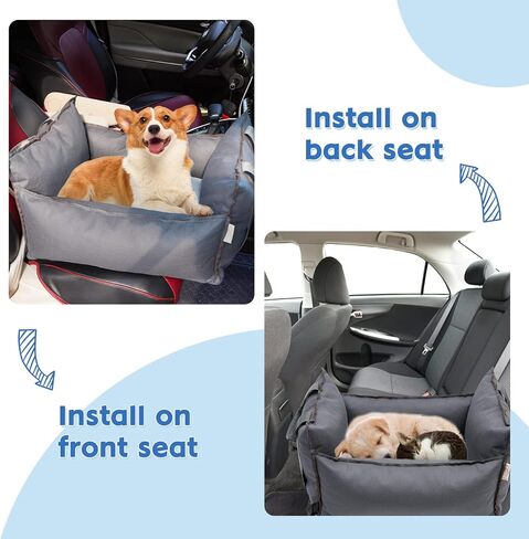 Dog Car Seat for Small Dogs Detachable and Washable Dog Booster Seats with Non-Slip Bottom Portable Dog Car Travel Carrier Bed in Kuwait