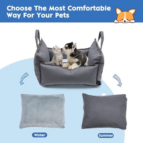 Dog Car Seat for Small Dogs Detachable and Washable Dog Booster Seats with Non-Slip Bottom Portable Dog Car Travel Carrier Bed in Kuwait