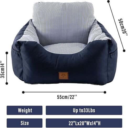 مقعد سيارة للكلاب، مقعد معزز للحيوانات الاليفة مع سرير للجراء والقطط، سرير للحيوانات الاليفة للاستخدام الداخلي مع حقيبة تخزين وحزام حزام in Kuwait