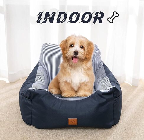 مقعد سيارة للكلاب، مقعد معزز للحيوانات الاليفة مع سرير للجراء والقطط، سرير للحيوانات الاليفة للاستخدام الداخلي مع حقيبة تخزين وحزام حزام in Kuwait