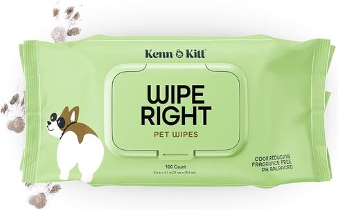 Kenn & Kitt Dog Grooming Wipes | Gentle, Moisturizing, Hypoallergenic Dog Wipes with Skin Soothing Aloe Vera | Puppy Wipes for Face and Paws | Dog Ear Wipes | Dog Eye Wipes | Pet Wipes | 100 Count in Kuwait