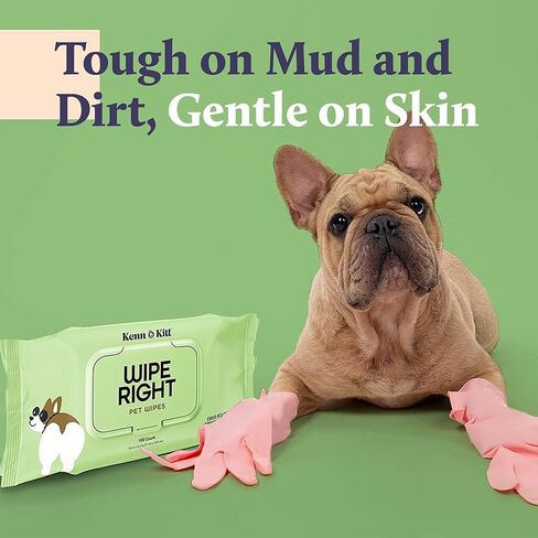 Kenn & Kitt Dog Grooming Wipes | Gentle, Moisturizing, Hypoallergenic Dog Wipes with Skin Soothing Aloe Vera | Puppy Wipes for Face and Paws | Dog Ear Wipes | Dog Eye Wipes | Pet Wipes | 100 Count in Kuwait
