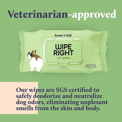 Kenn & Kitt Dog Grooming Wipes | Gentle, Moisturizing, Hypoallergenic Dog Wipes with Skin Soothing Aloe Vera | Puppy Wipes for Face and Paws | Dog Ear Wipes | Dog Eye Wipes | Pet Wipes | 100 Count in Kuwait