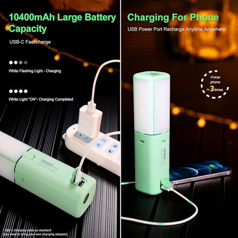 KLARUS CL2 Camping Light,750 Lumen 10400mAh Rechargeable Camping Lantern with Freefolding Panels,7 Light Modes Tent Lights for Camping, Hurricane Emergency,Hiking,Inlude Carabiner,Pouch,Cable in Kuwait