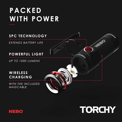 NEBO 6000 Lumen Flashlight, 4X Zoom, Waterproof, Black & NEBO Rechargeable Pen Light Flashlight, 360 Lumens in Kuwait