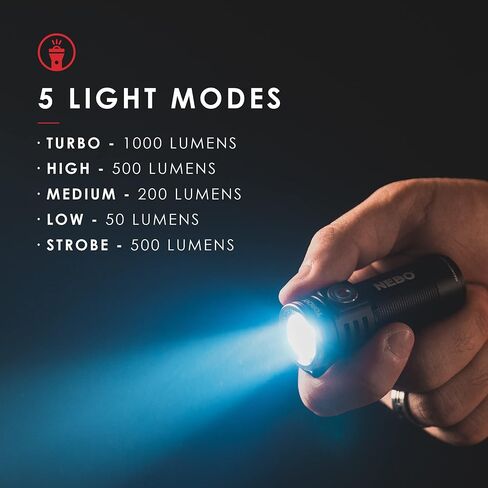 NEBO 6000 Lumen Flashlight, 4X Zoom, Waterproof, Black & NEBO Rechargeable Pen Light Flashlight, 360 Lumens in Kuwait