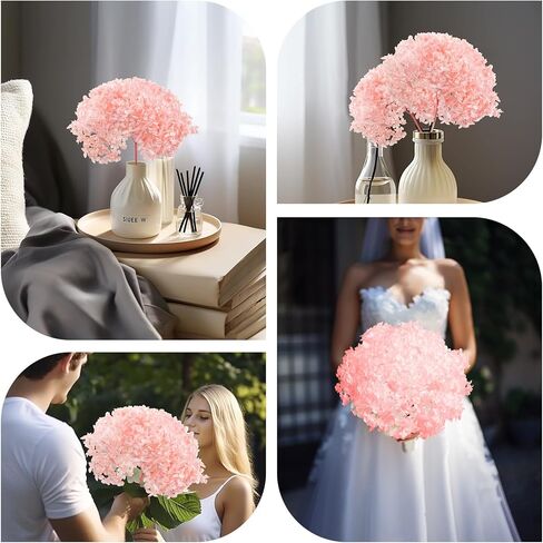 ميهواج قطعة واحدة من زهور الكوبية الوردية المجففة المحفوظة لديكور المنزل - حجم كبير بطول 17 انش مع براعم جذعية بقطر 8-10 انش لدعائم الصور، بتلات الكوبية الحقيقية للمزهرية وترتيبات الزفاف والمكتب in Kuwait