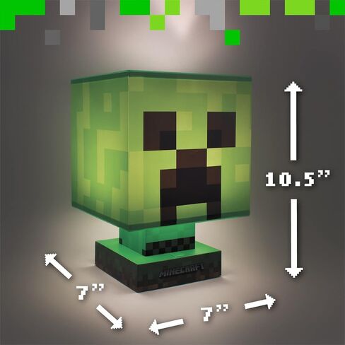 مصباح Paladone Minecraft Green Creeper Icon، 3 مستويات سطوع، ضوء ليلي للأطفال، ديكور غرفة نوم ماينكرافت مرخص رسميًا in Saudi Arabia