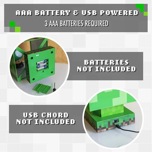 مصباح Paladone Minecraft Green Creeper Icon، 3 مستويات سطوع، ضوء ليلي للأطفال، ديكور غرفة نوم ماينكرافت مرخص رسميًا in Saudi Arabia