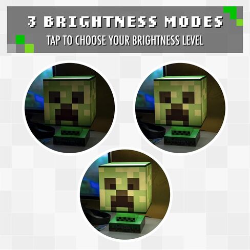 مصباح Paladone Minecraft Green Creeper Icon، 3 مستويات سطوع، ضوء ليلي للأطفال، ديكور غرفة نوم ماينكرافت مرخص رسميًا in Saudi Arabia