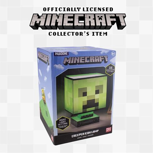 مصباح Paladone Minecraft Green Creeper Icon، 3 مستويات سطوع، ضوء ليلي للأطفال، ديكور غرفة نوم ماينكرافت مرخص رسميًا in Saudi Arabia
