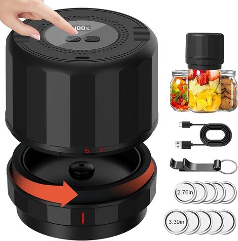 Electric Mason Jars Vacuum Sealer Kit for Canning Jars for Food Storage Kitchen, Includs 5 Wide & 5 Regular Mouth Mason Jar Lids & Can Opener in Saudi Arabia