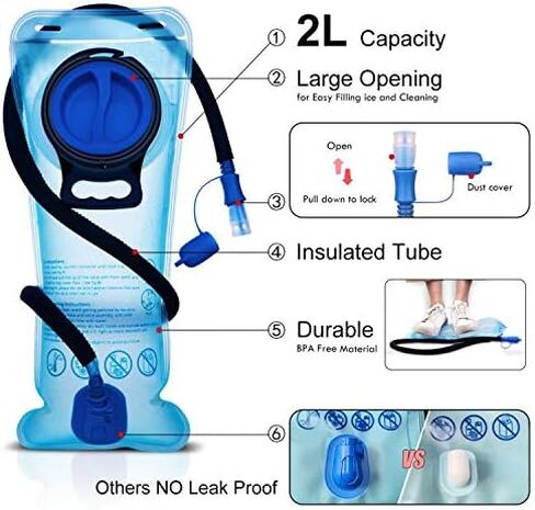 Mothybot 3L 2L 1.5L Hydration Bladder, Upgraded Leak Proof 50OZ/ 70OZ/ 100OZ 3 Liter Water Reservoir for Most Hydration Pack Replacement with Quick Release Insulated Tube & Auto Shut-Off Valve Outdoor in Saudi Arabia