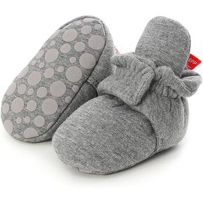 HsdsBebe Unisex Newborn Baby Cotton Booties Non-Slip Sole for Toddler Boys Girls Infant Winter Warm Fleece Cozy Socks Shoes(M1920 Dark Grey,112)