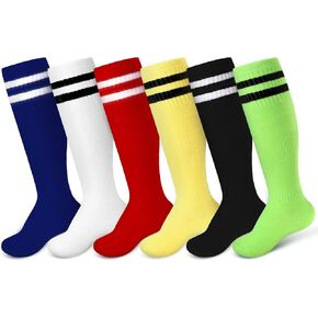 Unittype 6 Pairs Kids Toddler Soccer Socks Youth Stripes Football Socks Christmas Gift for Boys Girls 4-14 Years Old in Kuwait