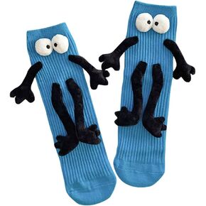 Funny Kids Holding Hands & Feet Socks, Magnetic Mid-Tube Socks for Toddler Baby Girl Boy 1-12 Years Friends Sisters Brothers in Saudi Arabia