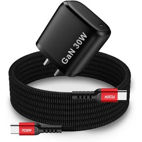 شاحن سريع 30 وات USB-C من Betschkim لـ DJI Mini 4 Pro، Mini 3 Pro/Mini 3، Mini 2 SE، Avata، Air 3، Air 2S Drones، شاحن حائط من النوع C مع كابل USB C إلى USB C لملحقات طائرات DJI بدون طيار - 6.6 قدم in Kuwait