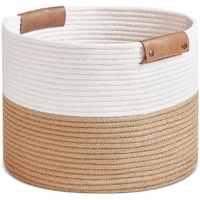 سلة الحبال RUNKA | سلة بطانية لغرفة المعيشة | 14 بوصة × 11 بوصة | سلة تخزين للغسيل والألعاب والكتب والمناشف in Kuwait