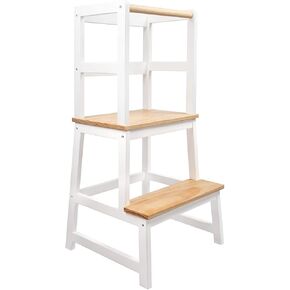 Wooden Step Stool for Kids, Premium Adjustable Height Toddler Stool Kids Step Stool with Handle and Safety Rail, Perfect for Kitchen, Bathroom and Bedroom in Saudi Arabia