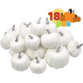 عيد الشكر اليقطين الأبيض الاصطناعي 18 قطعة الديكور المنزلي المزيف بأحجام متنوعة لتزيين حصاد الخريف أو عيد الشكر أو الهالوين أو المهرجانات، والحديقة in Kuwait