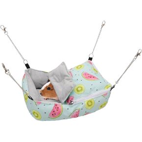 Wontee Guinea Pig Bed Warm Hammock Snuggle Bed for Young Guinea Pig Small Ferret Rat Sugar Glider Squirrel (Green)